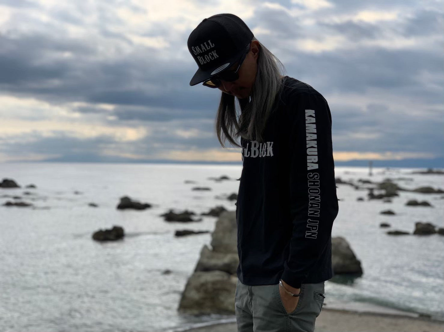 オリジナルロングTシャツ original long T-shirt "KAMAKURA"黒 black