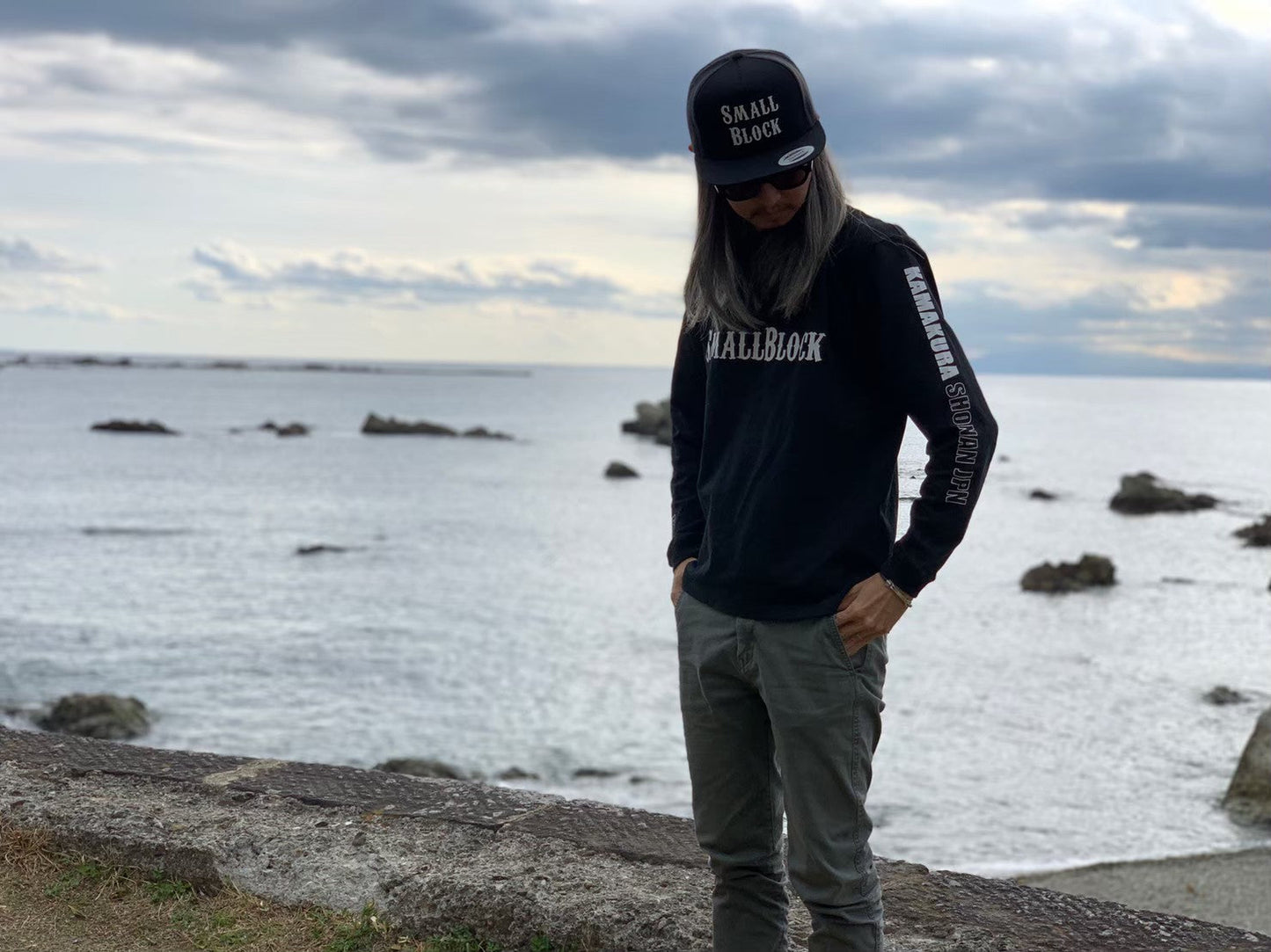 オリジナルロングTシャツ original long T-shirt "KAMAKURA"黒 black